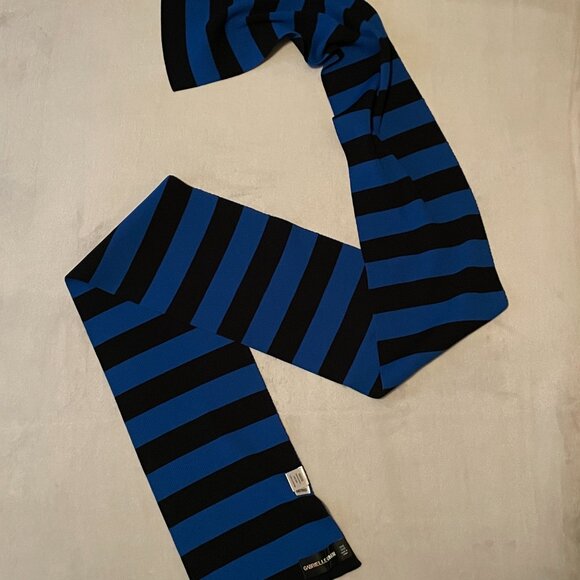 New York & Co.,GABRIELLE UNION, S Sweater Top, Scarf,Cobalt Blue Black Striped - Picture 3 of 12